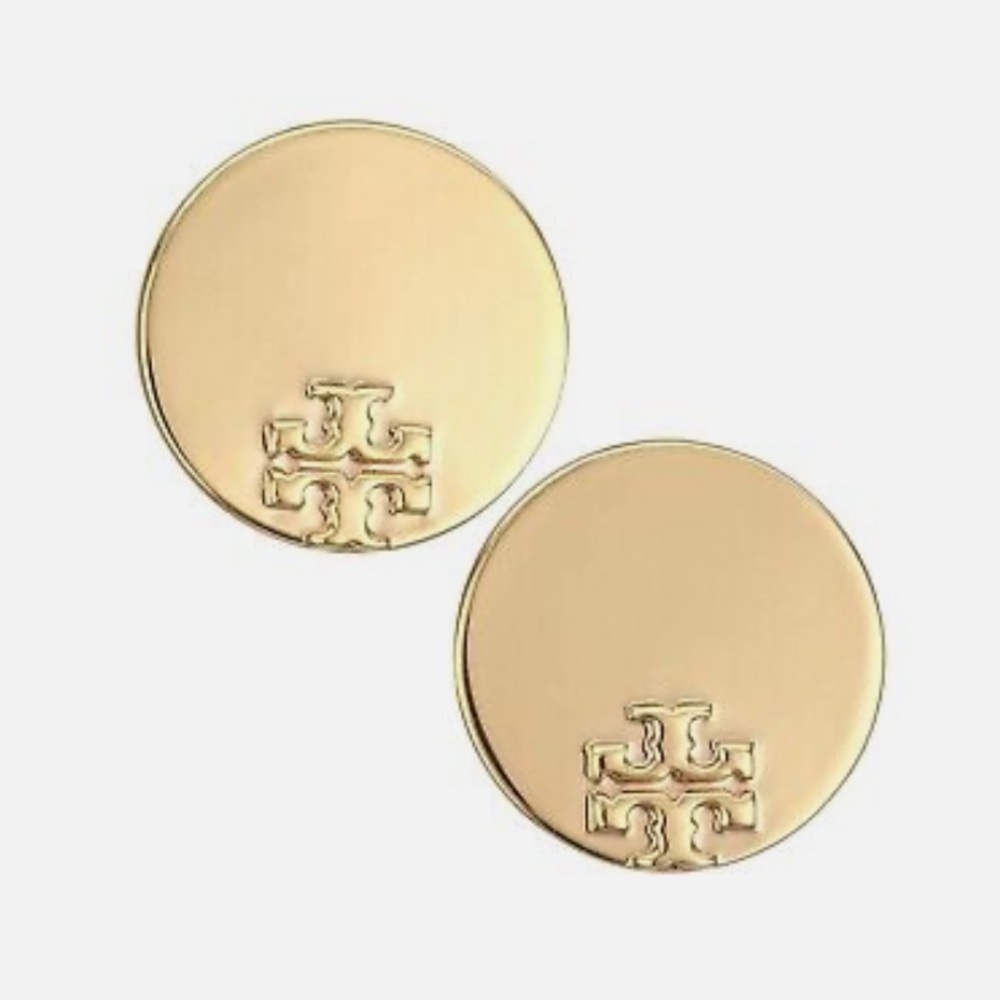 Tory Burch Gold Circle Logo stud earrings